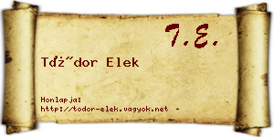 Tódor Elek névjegykártya