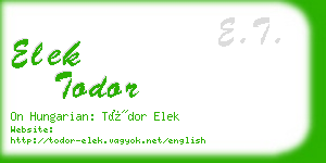 elek todor business card